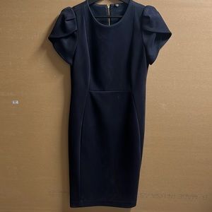 Calvin Klein Navy Mini Dress with Puff Sleeves